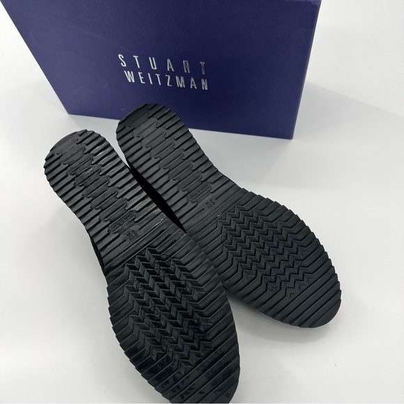 NWT Stuart Weitzman Relay Quilted Suede Sneakers Black Globe Shoes 8.5 N - Picture 4 of 10